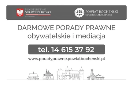 grafika przedstawia informacje o darmowych poradach prawnych