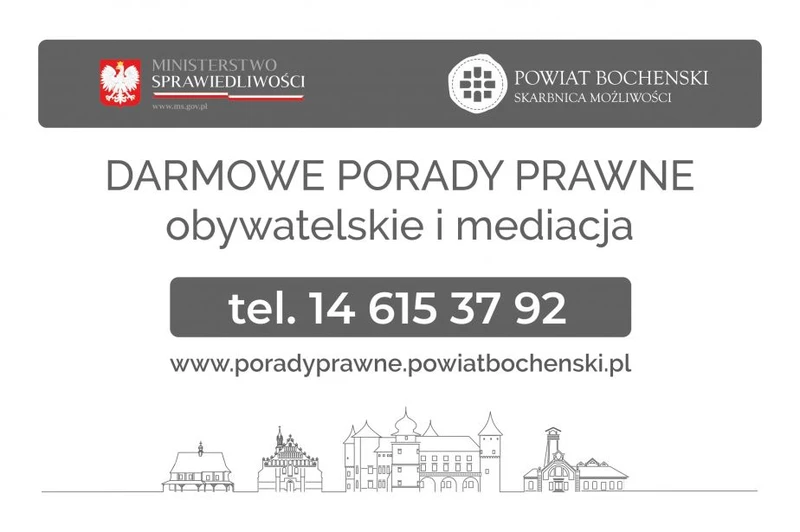 grafika przedstawia informacje o darmowych poradach prawnych