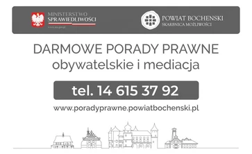 grafika przedstawia informacje o darmowych poradach prawnych