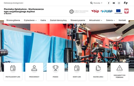 print screen nowej strony internetowej placówki Azymut